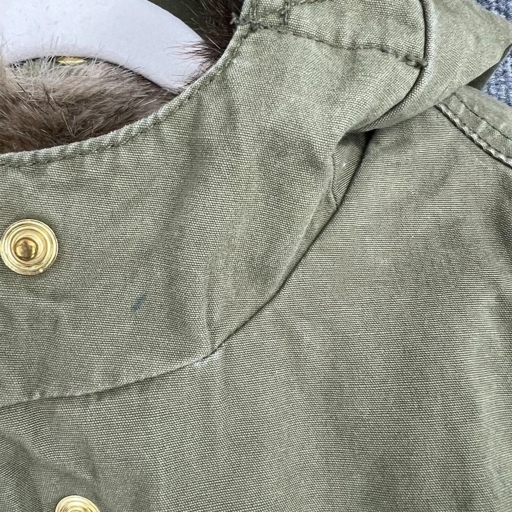 Baby Gap Girls 3T Olive Green Coat Anorak Hooded Heavyweight Removable Fur Vest